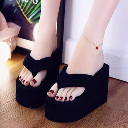 4 Colors Cute Platform Bow Sandals ON883 - Black (no bow) /