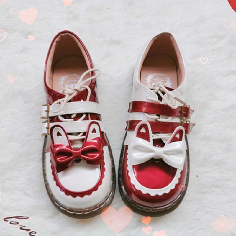 Sweat Lolita Bunny Bow-Knot Lace Up Shoes Modakawa