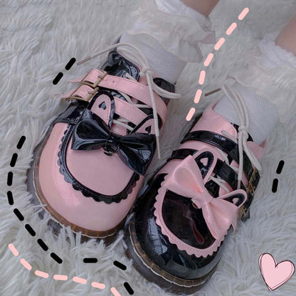 Sweat Lolita Bunny Bow-Knot Lace Up Shoes Modakawa