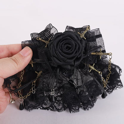 Black  Swords Bowknots Rosette Lace Hairclips mySite