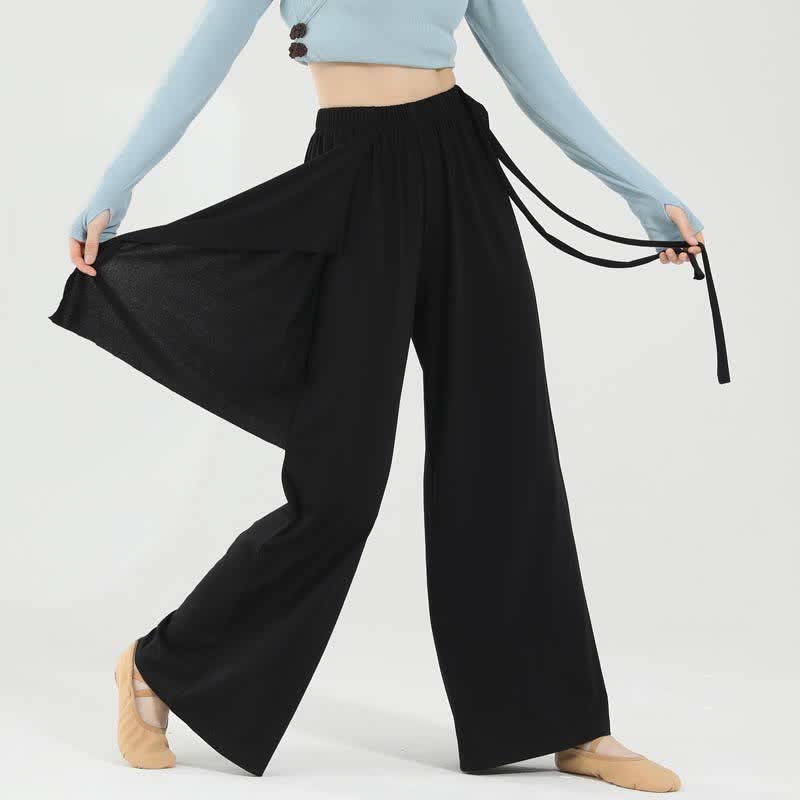 Flowy Lace Up Wide Leg Casual Pants modakawa