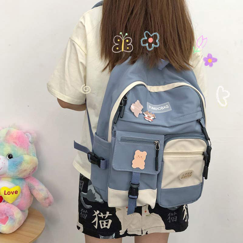 Stylish Color Block College Style Backpack Modakawa