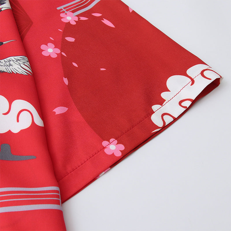 Red Anime Lucky Cat Cardigan Kimono Outerwear modakawa