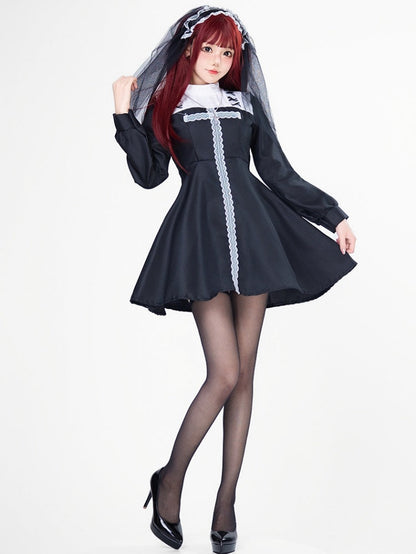 Halloween Gothic Nun Elegant Dress Costume mySite