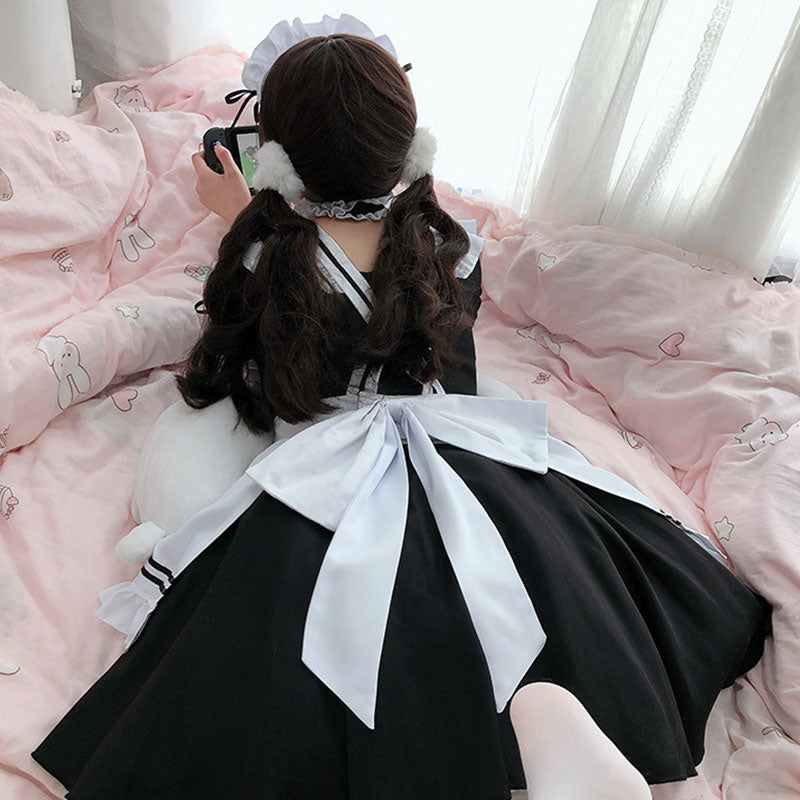 Bow Tie Lolita Maid Ruffle Costume Dress Modakawa