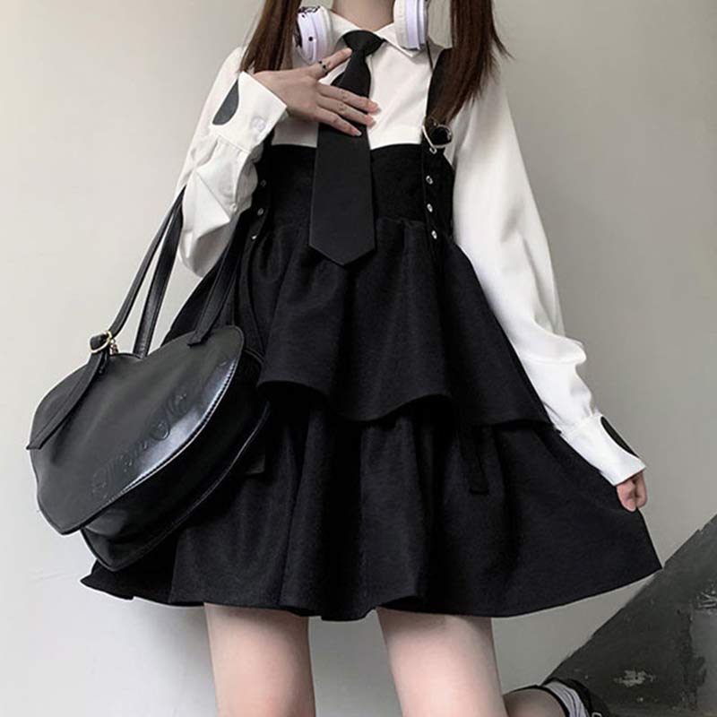 Cute Loose JK Overalls Skirt modakawa