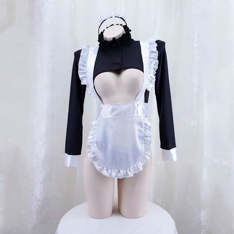 Cute Maid Hollow Out Sexy Jumpsuit Lingerie Set modakawa