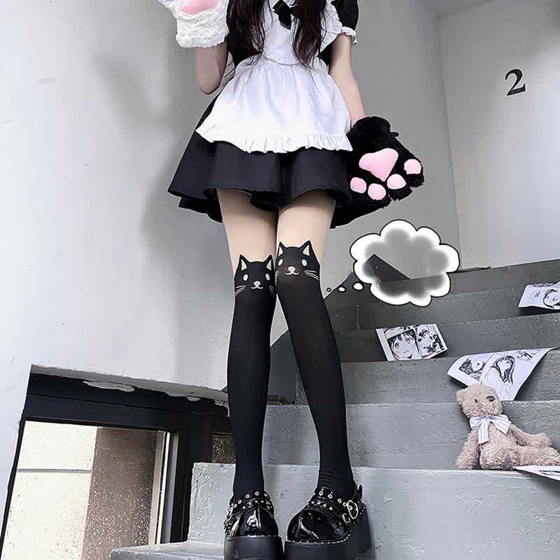 Cute Cartoon Kitty Print Lolita Stockings Tights Modakawa