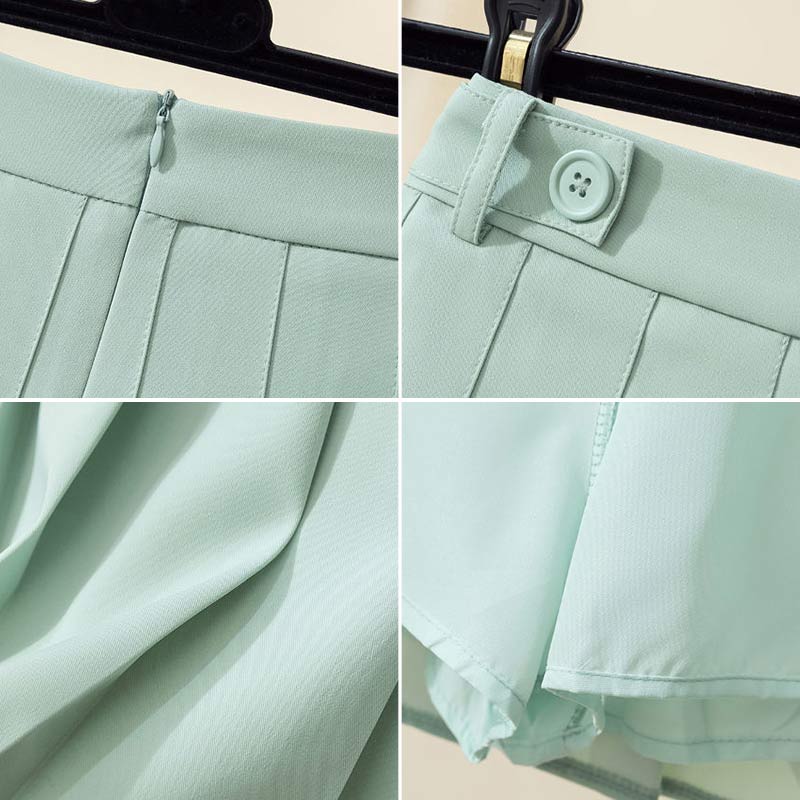 High Waist Pure Color Pleated Skirt Modakawa