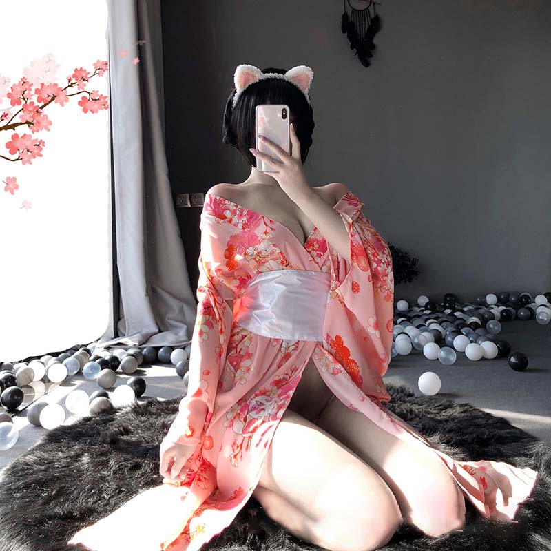 Sakura Kitty Pink Kimono Lingerie Dress Modakawa