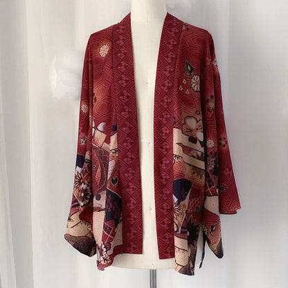 Vintage Anime Print Cardigan Kimono Outerwear modakawa