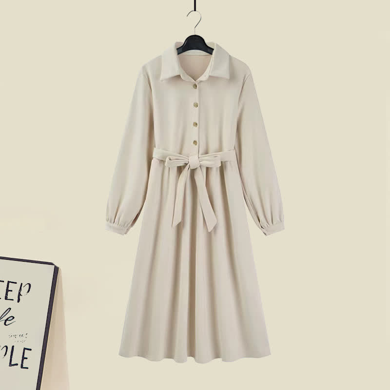 Bear Ears Hooded Cardigan Sweater Belted Lapel Dress modakawa