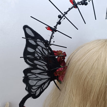 Punk Virgin Halo Rose Moth Butterfly Hair Accessory modakawa