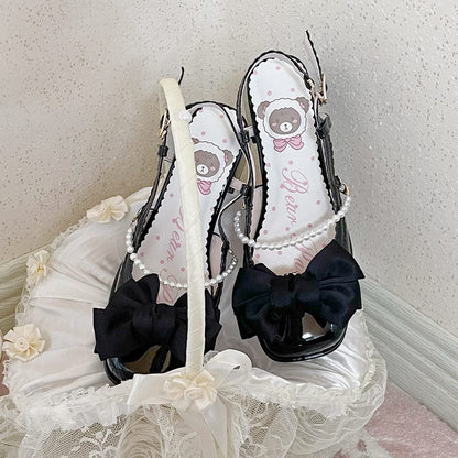 Elegant Bow Knot Lolita High-heeled Sandals Modakawa