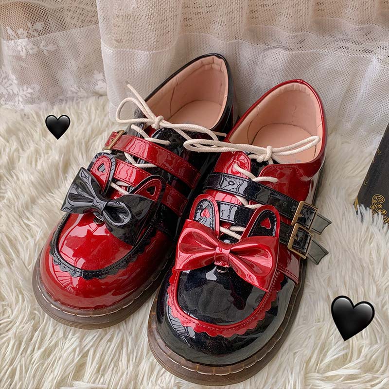 Sweat Lolita Bunny Bow-Knot Lace Up Shoes Modakawa