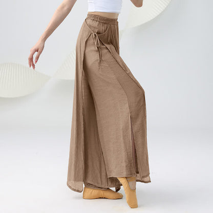 Vintage Flowy Split Wide Leg Casual Pants modakawa