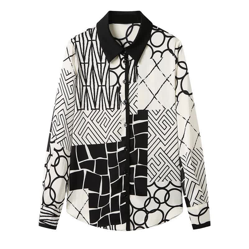 Graphic Print Lapel Shirt Workwear modakawa