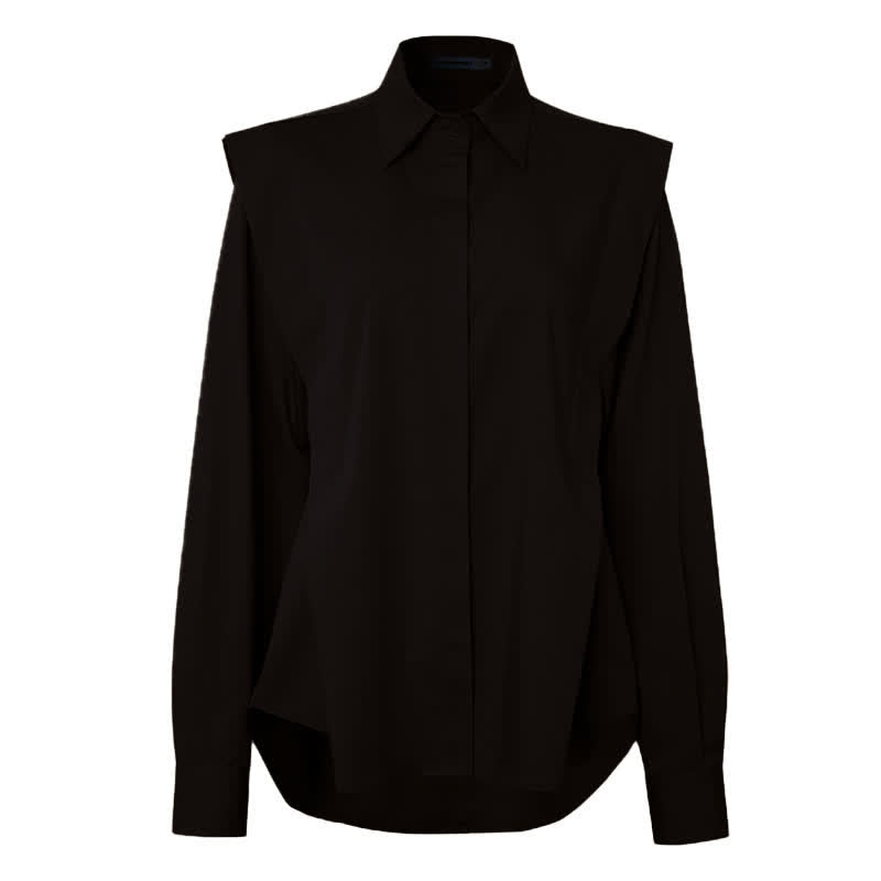 Elegant Lapel Long Sleeve Shirt Workwear modakawa