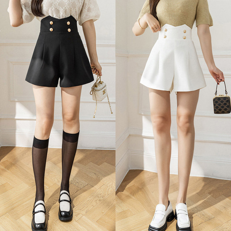 Chic High Waist Buttons Casual Shorts modakawa