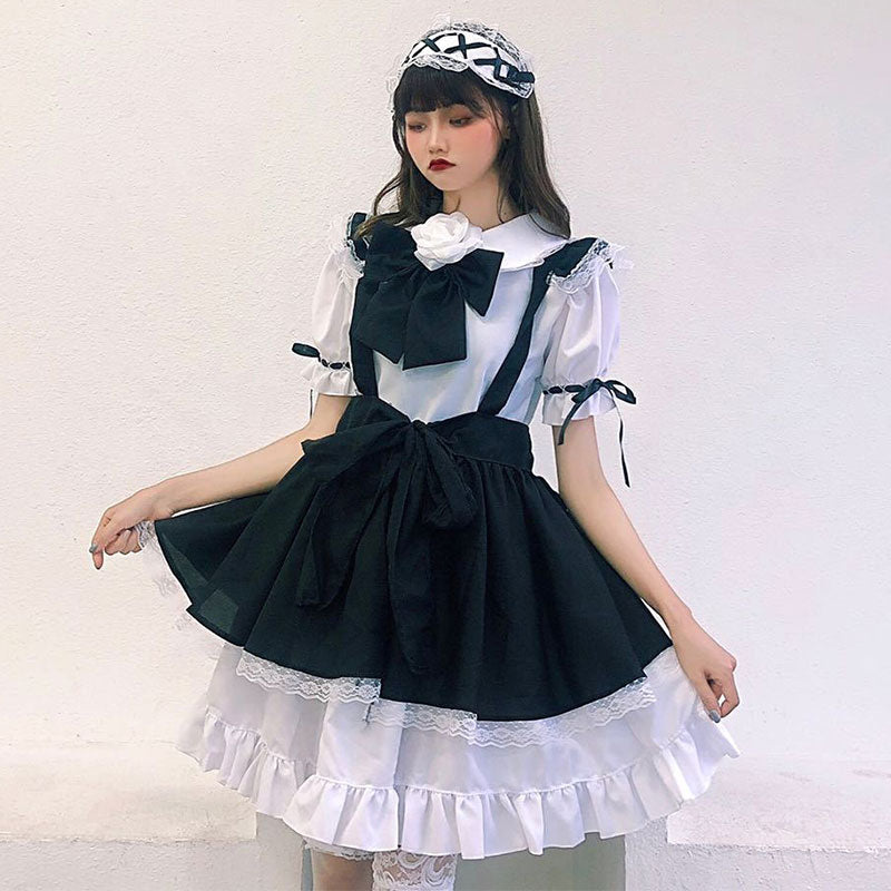 Gothic Bow Tie Lolita Maid Costume Dress Modakawa