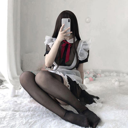 Kawaii Sexy Maid Apron Stockings Lingerie Dress Modakawa