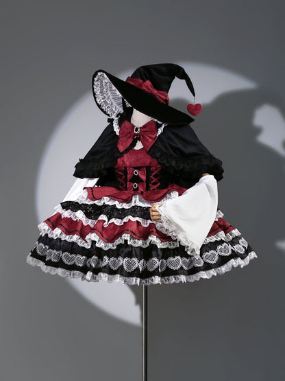 Black Red Bow with Lace Halloween Witch Hat mySite