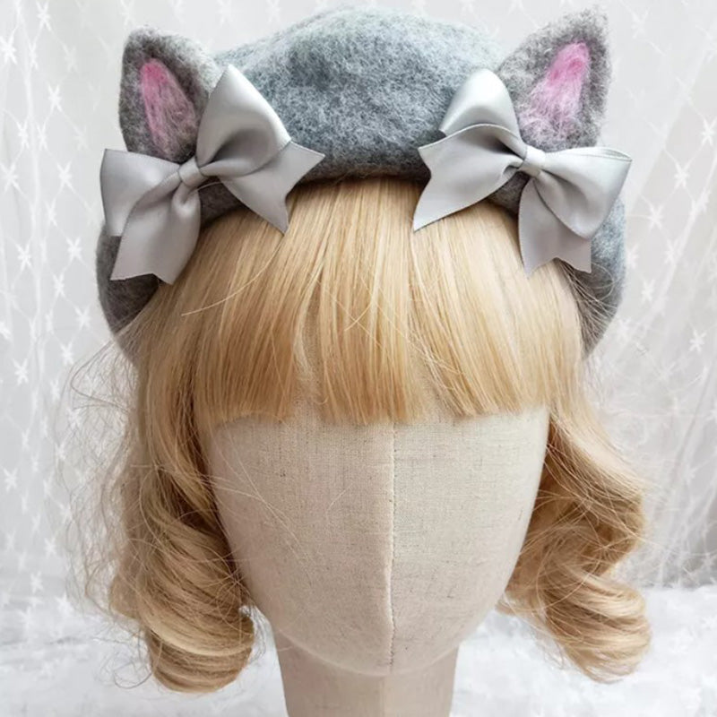 Cute Woolen Bow Beret Warm modakawa