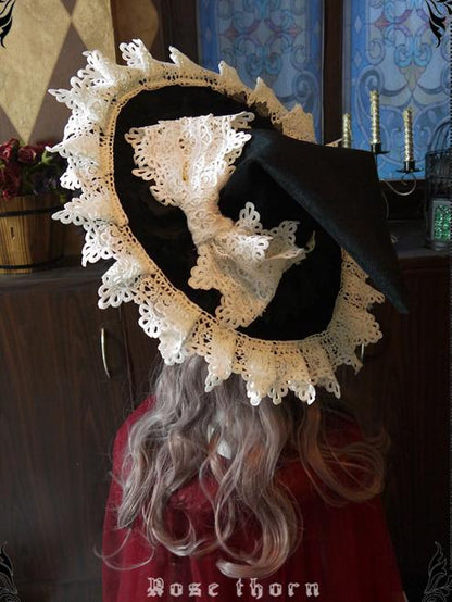 Black Halloween Lace Witch Hat mySite