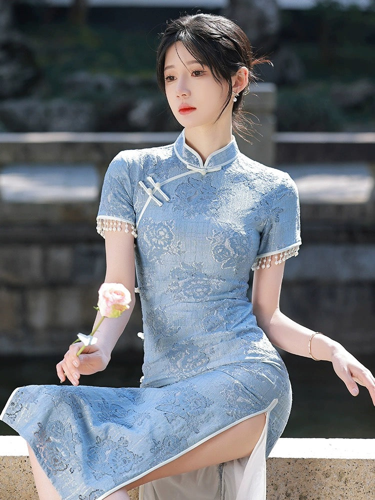 Sky Blue Cheongsam Dress Hanfu Story