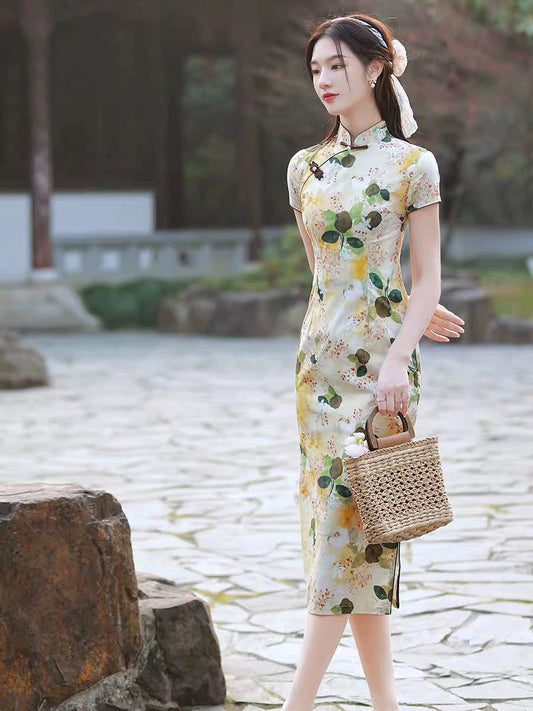 Classic Floral Cheongsam Set Hanfu Story