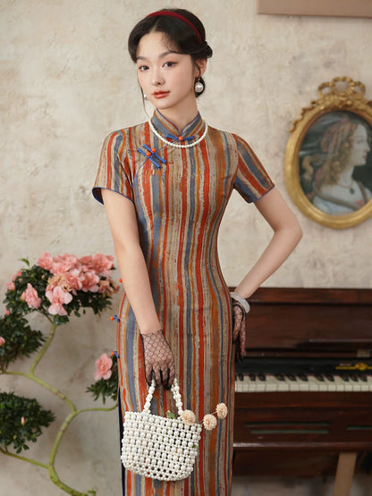 Colorful Stripe Cheongsam Hanfu Story