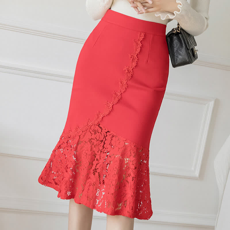 Elegant Lace Stitching Skirt modakawa