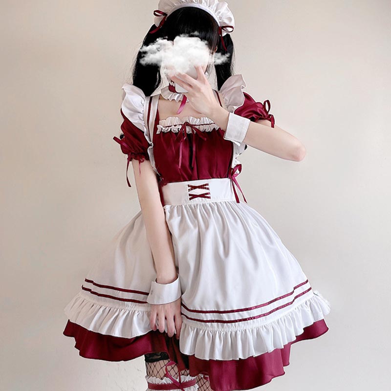 Lolita Seven Piece Ruffled Maid Dress modakawa