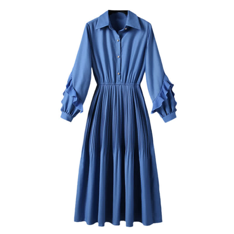 Blue Crane Embroidery Fringed Vest Lapel Dress Set Modakawa