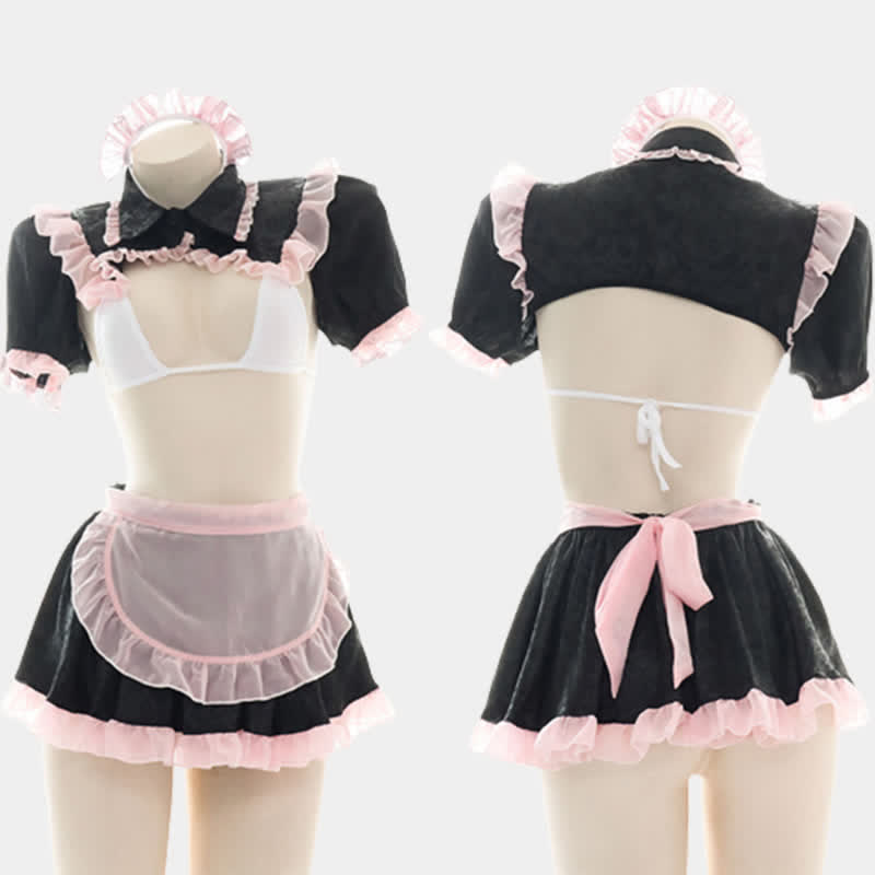 Cute Pink Lace Maid Lingerie Set modakawa