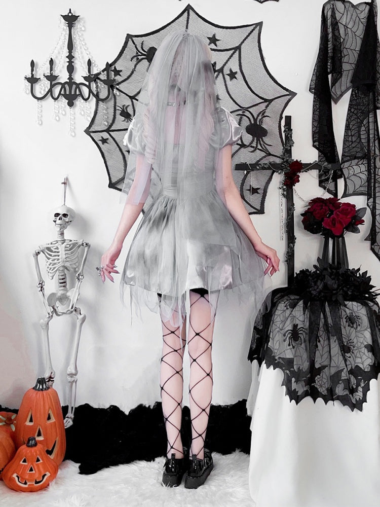 Halloween Gray Puff Sleeves Dress Costume mySite