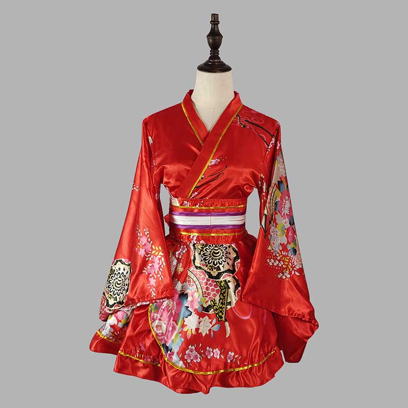 Cosplay Retro Flower Print V-neck Kimono Costume modakawa