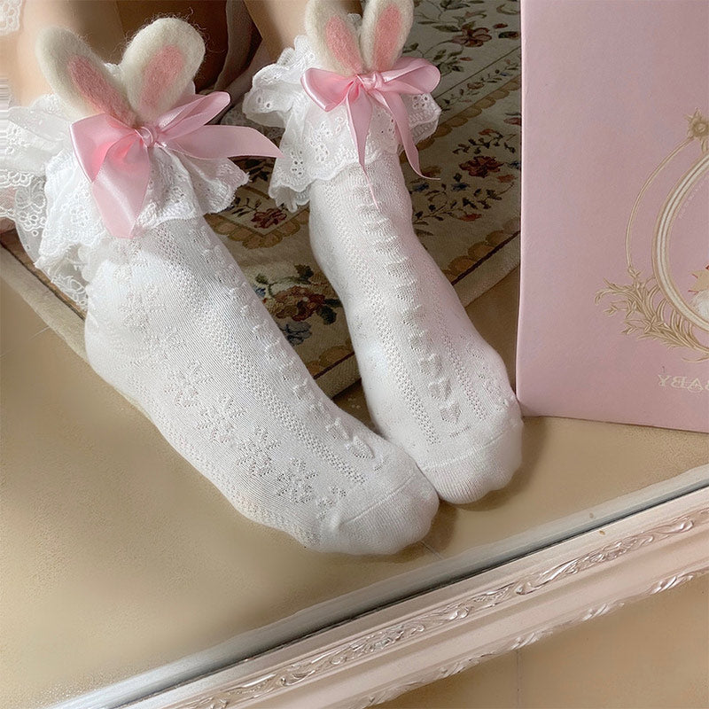 Sweet Bunny Ears Bow Ankle Socks Modakawa