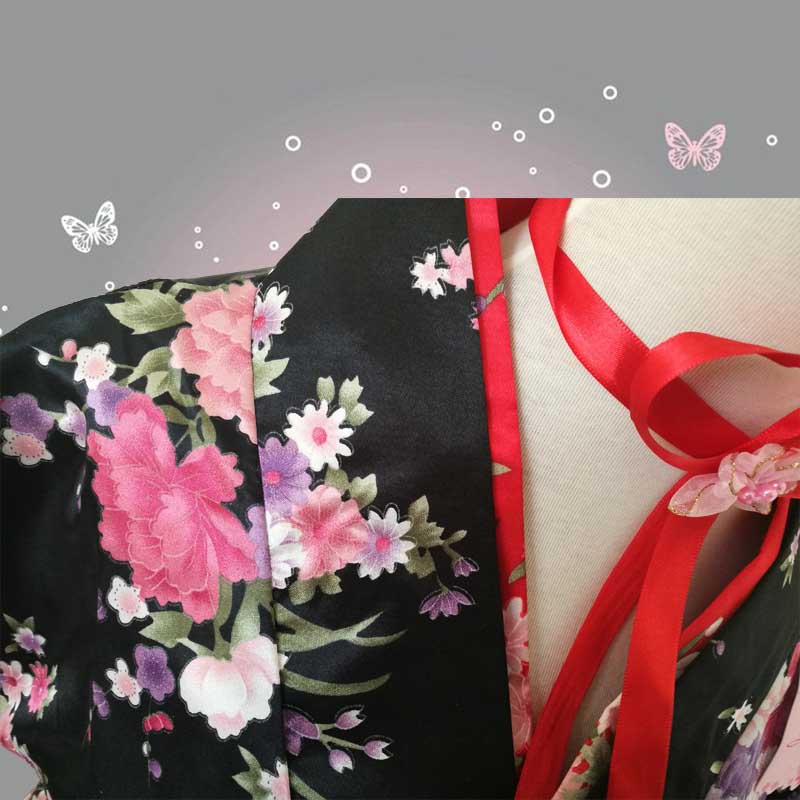 Cosplay Flower Print Bowknot Kimono Costume modakawa