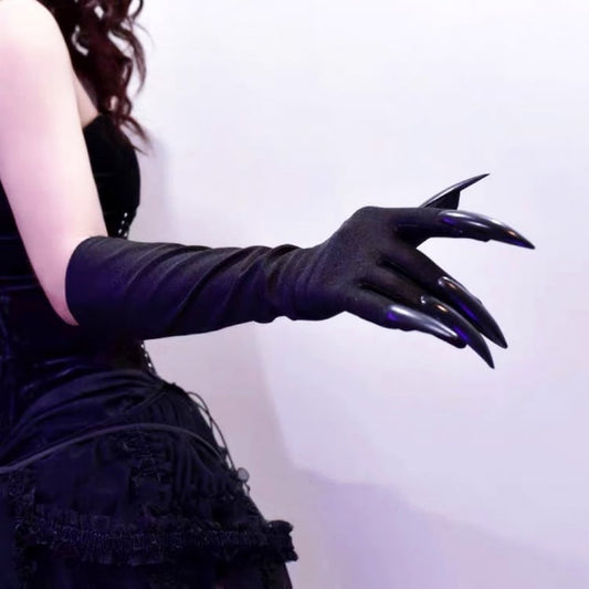 Gothic Punk Black Halloween Gloves mySite