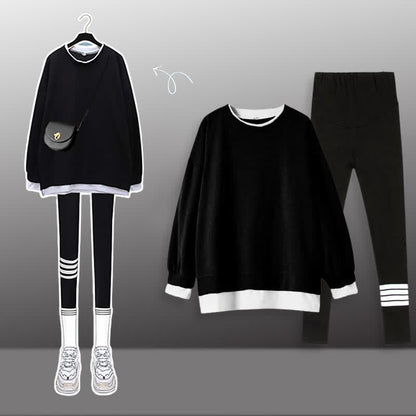 Casual Round Collar Sweatshirt Casual Leggings Set Modakawa