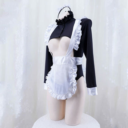 Cute Maid Hollow Out Sexy Jumpsuit Lingerie Set modakawa