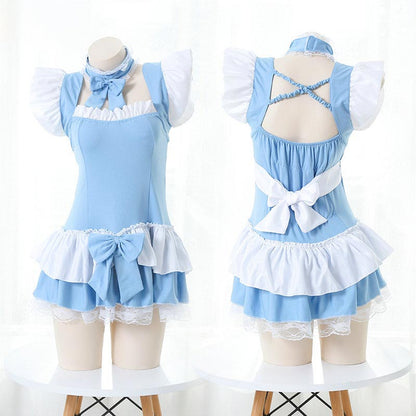 Kawaii Lolita Bow Knot Lace Hem Dress Modakawa