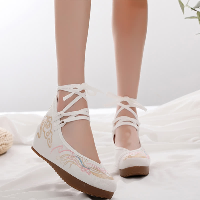 Elegant Cloud Embroidery Canvas Flats Shoes modakawa