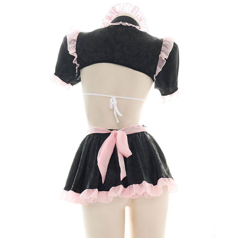 Cute Pink Lace Maid Lingerie Set modakawa