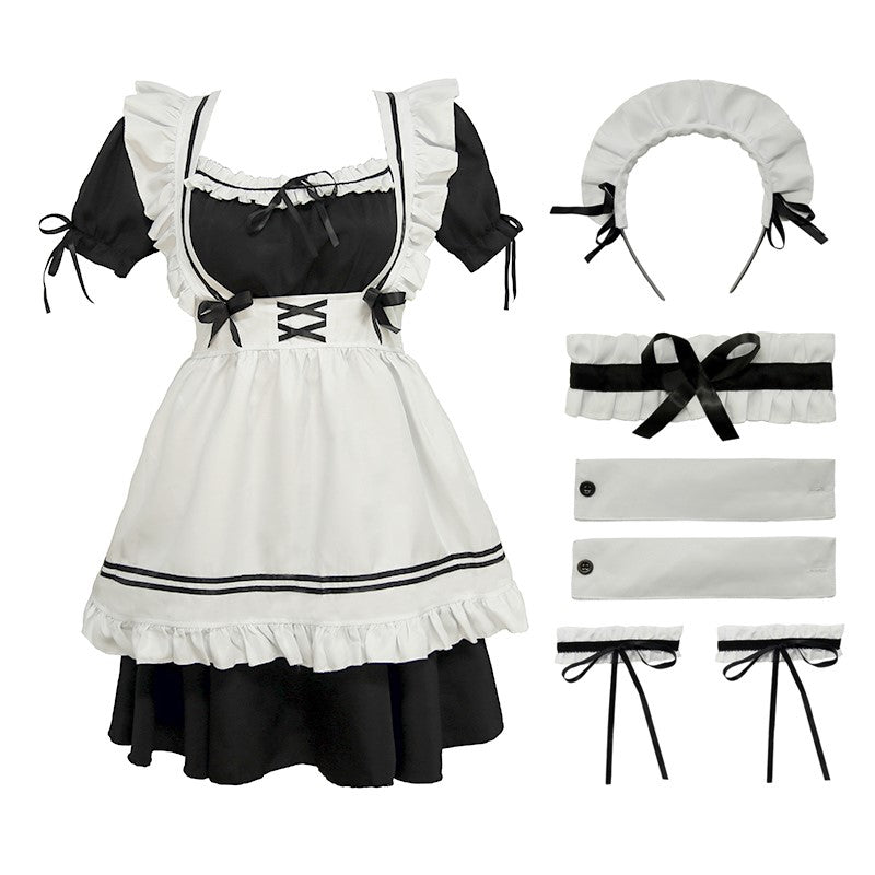 Lolita Seven Piece Ruffled Maid Dress modakawa