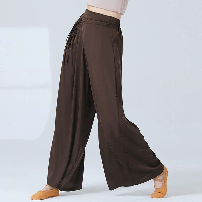 Flowy Silk Lace Up Wide Leg Pants modakawa