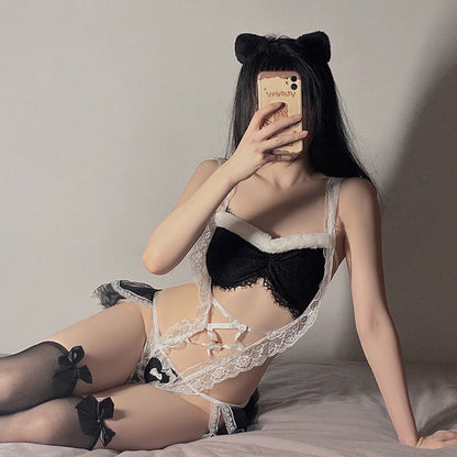 Sweet Sexy Maid Slip Dress Hollow Out Lingerie Modakawa