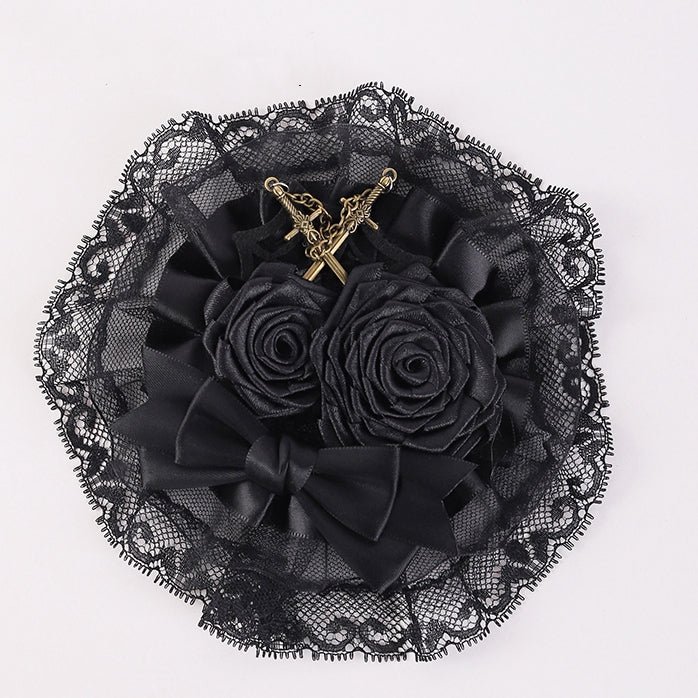 Swords Black Rosettes Lace Hairclip mySite