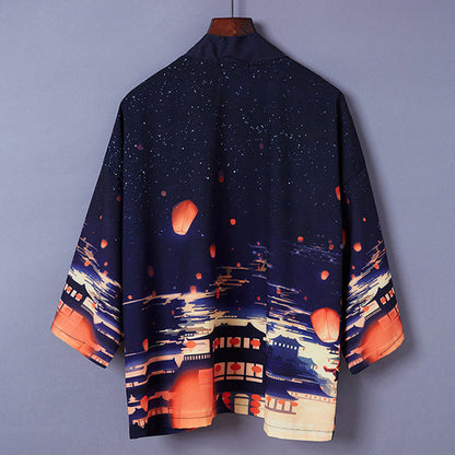 Vintage Lanterns Night Cardigan Kimono Outerwear modakawa